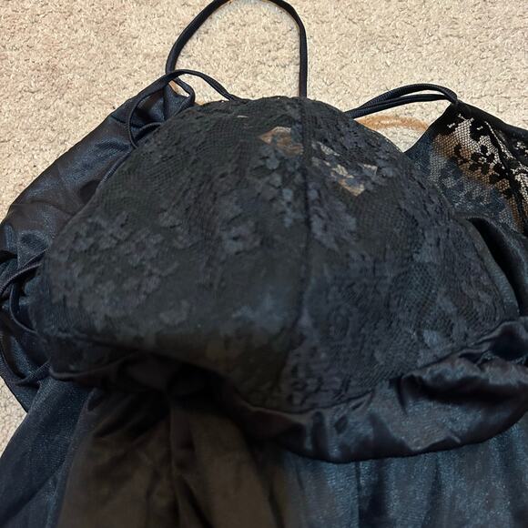 Vintage Black Slip Maxi Dress Lace Bust Size Large Goth Vamp Witchy Romantic - Picture 4 of 7